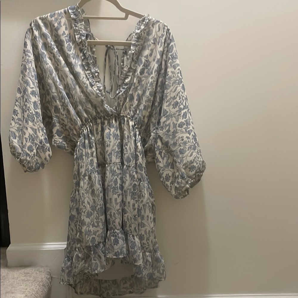Floral Blue and White Dress